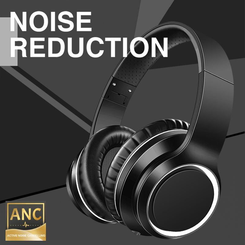 ANC Active Noise Cancellation Bluetooth Wireless Foldable Headphone Headset with Built in Mic